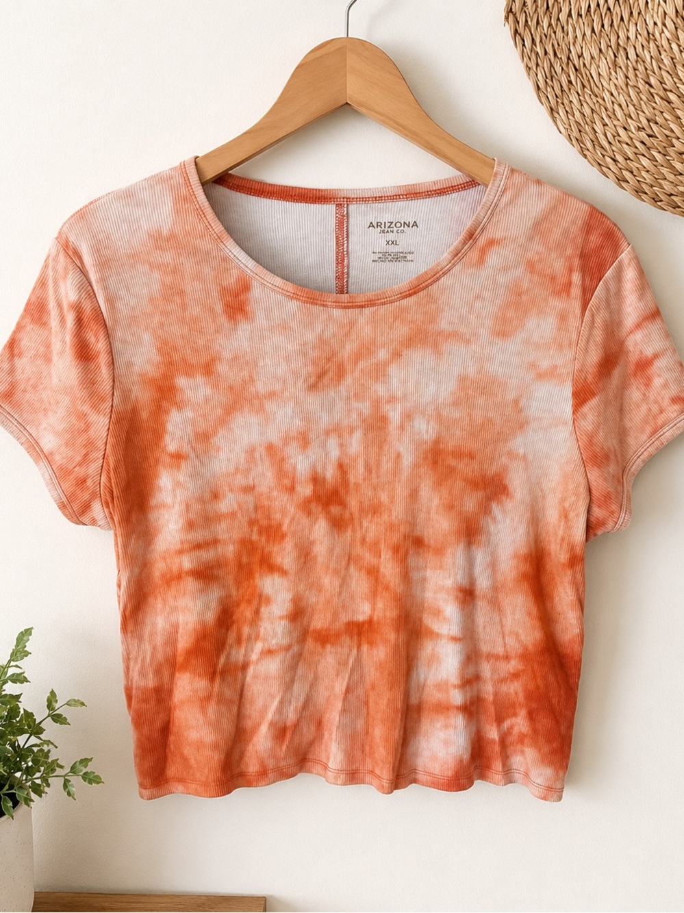 Arizona Jean Company Women's Tie-Dye Crop Top Orange XXL